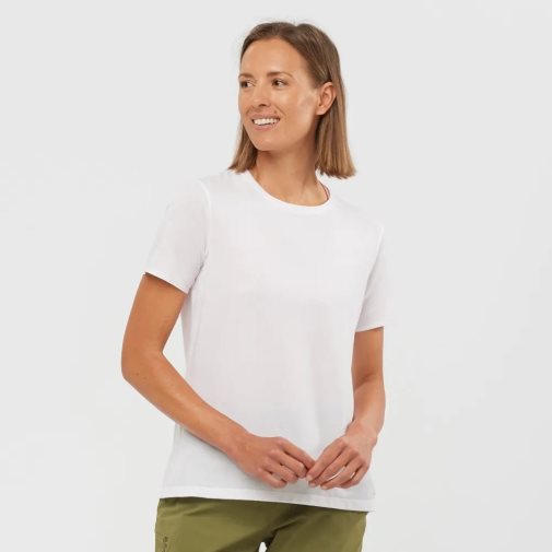 Camiseta Salomon Essential Tencel Corta Sleeve Mujer Blancos | MX PEKY329